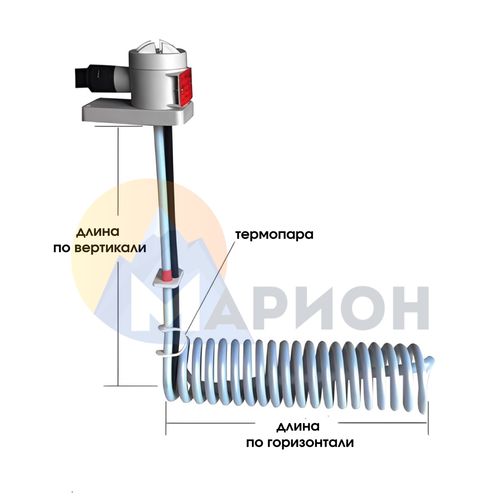 ТЭН фторопластовый, PTFE оболочка, модель HXL, 3000 Вт, 220 В